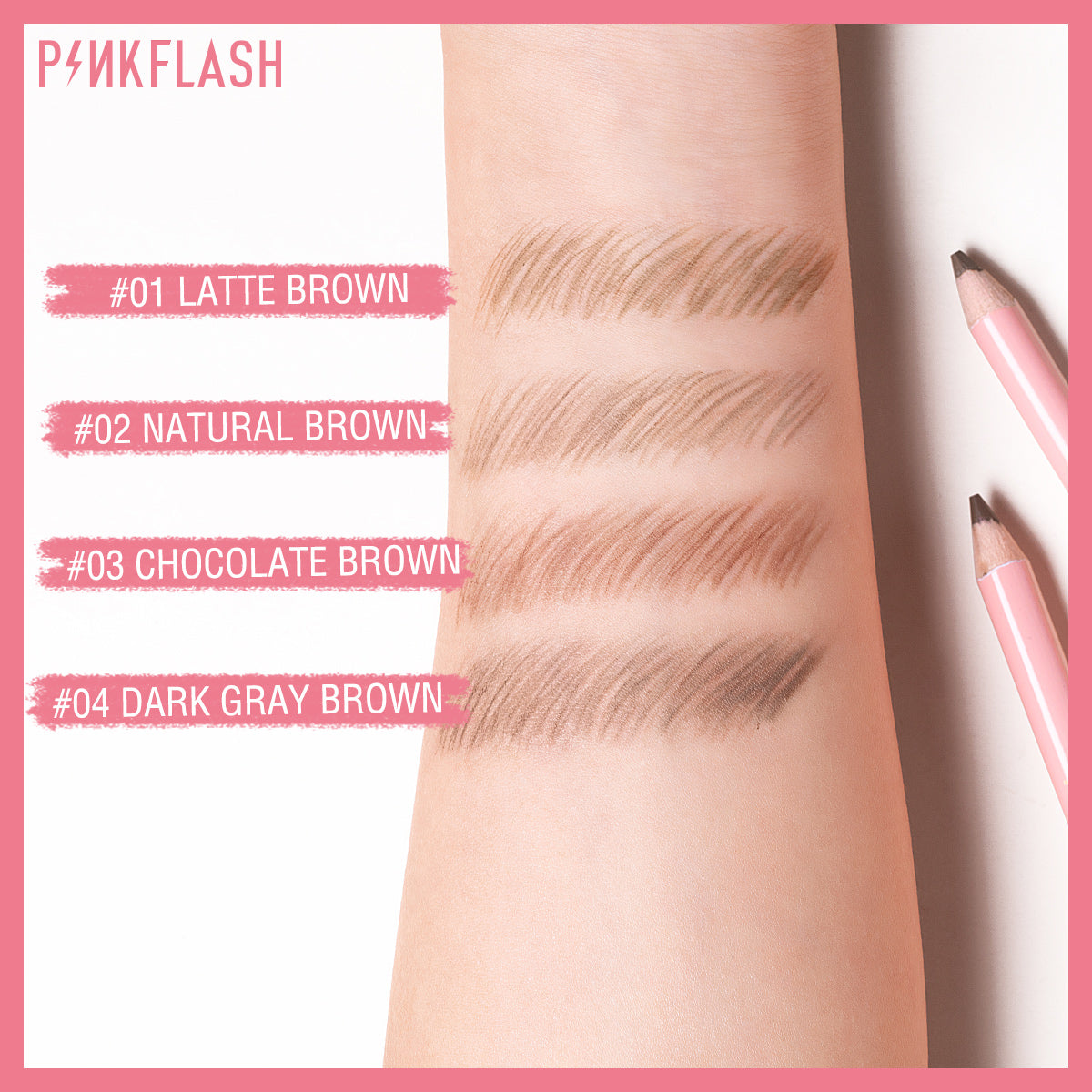 Pinkflash E02 Waterproof Easy Eyebrow Pencil - 03 Chocolate Brown