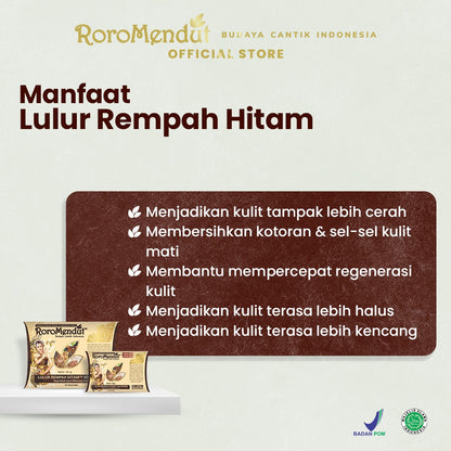 Roro Mendut Lulur Rempah Hitam Whitening Scrub Peeling Komedo Pemutih Kulit Wajah Badan | 40 g