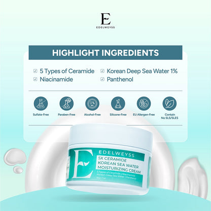 Edelweyss 5X Ceramide Korean Sea Water Moisturizing Cream | 30gr