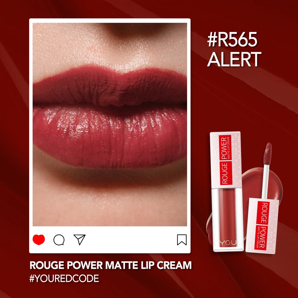 Y.O.U Rouge Power Matte Lip Cream R565 Alert