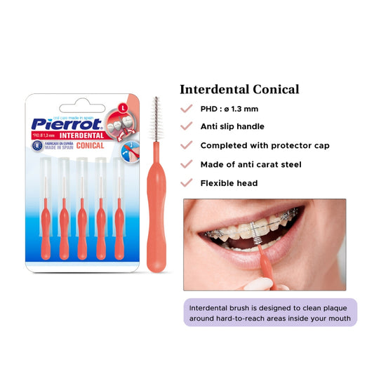 Pierrot Interdental Brush Conical 1.3mm (isi 5) / Sikat Gigi Behel Kawat Gigi Ortho