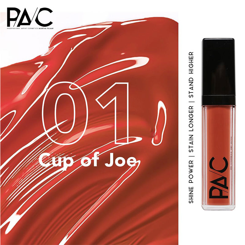 PAC High Shine Creamy Lip Stain - 01 Cup of Joe | 6.5ml