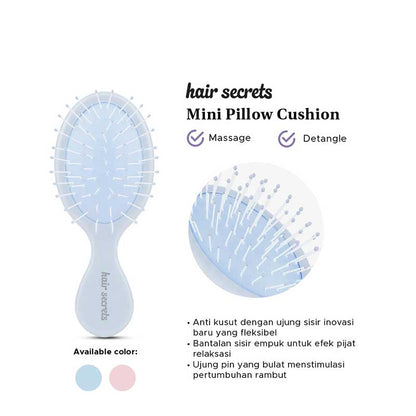 Hair Secrets Mini Pillow Cushion Hair Brush Blue