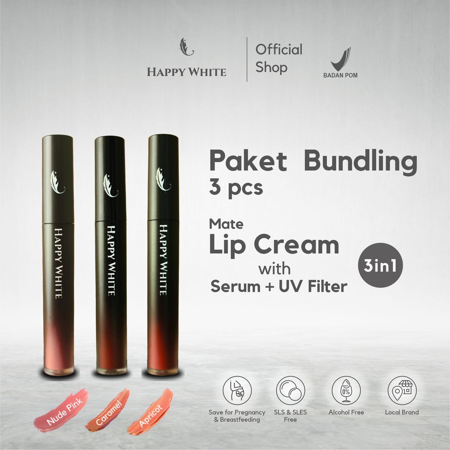 Happy White Matte Lipcream Serum + UV filter Apricot 4 g