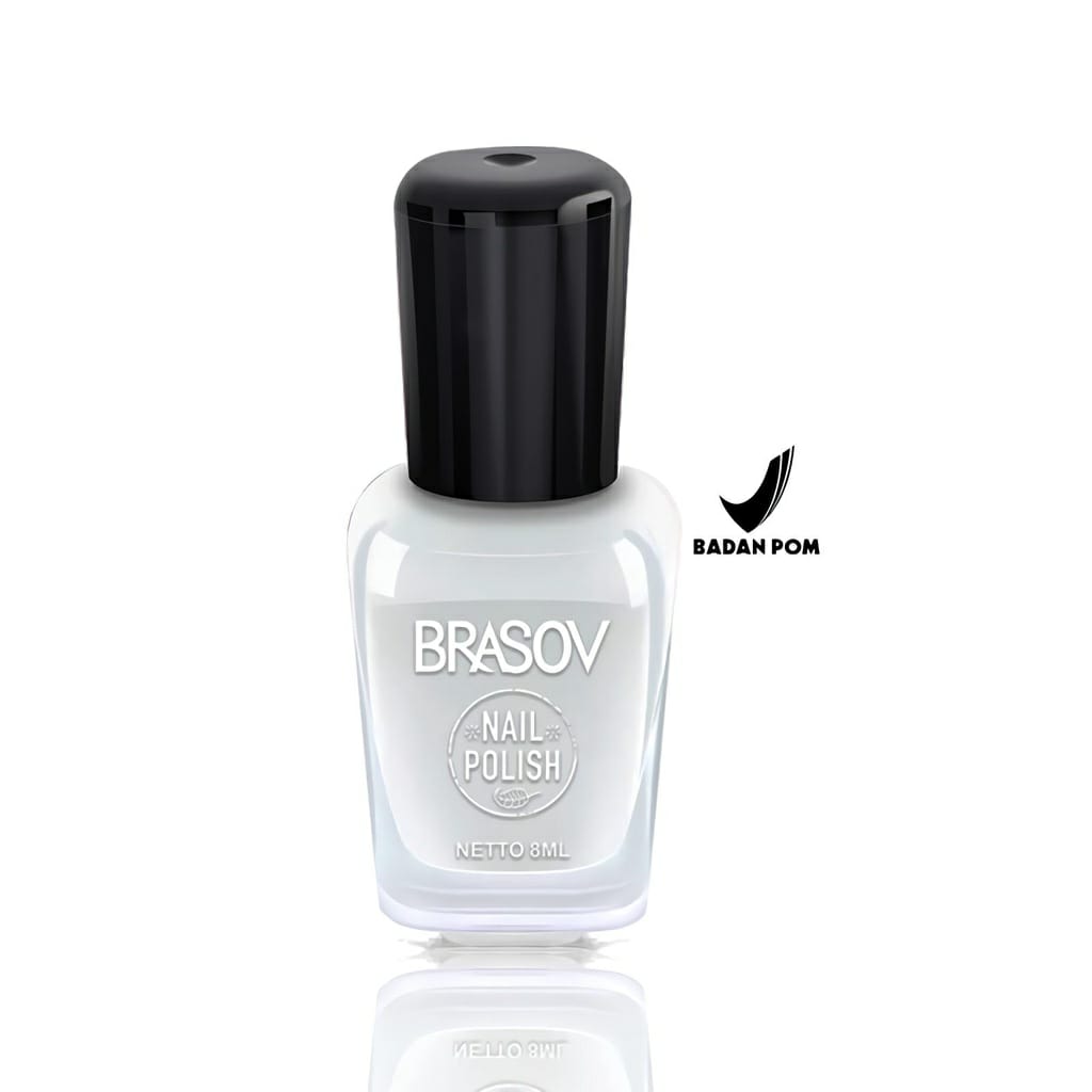 Brasov Nail Polish Single Colours : #01 (White), #37 (Red), #64 (Maroon), #65 (Clear), #104 (Black), #109 (Pink) | 12 Pcs / Box