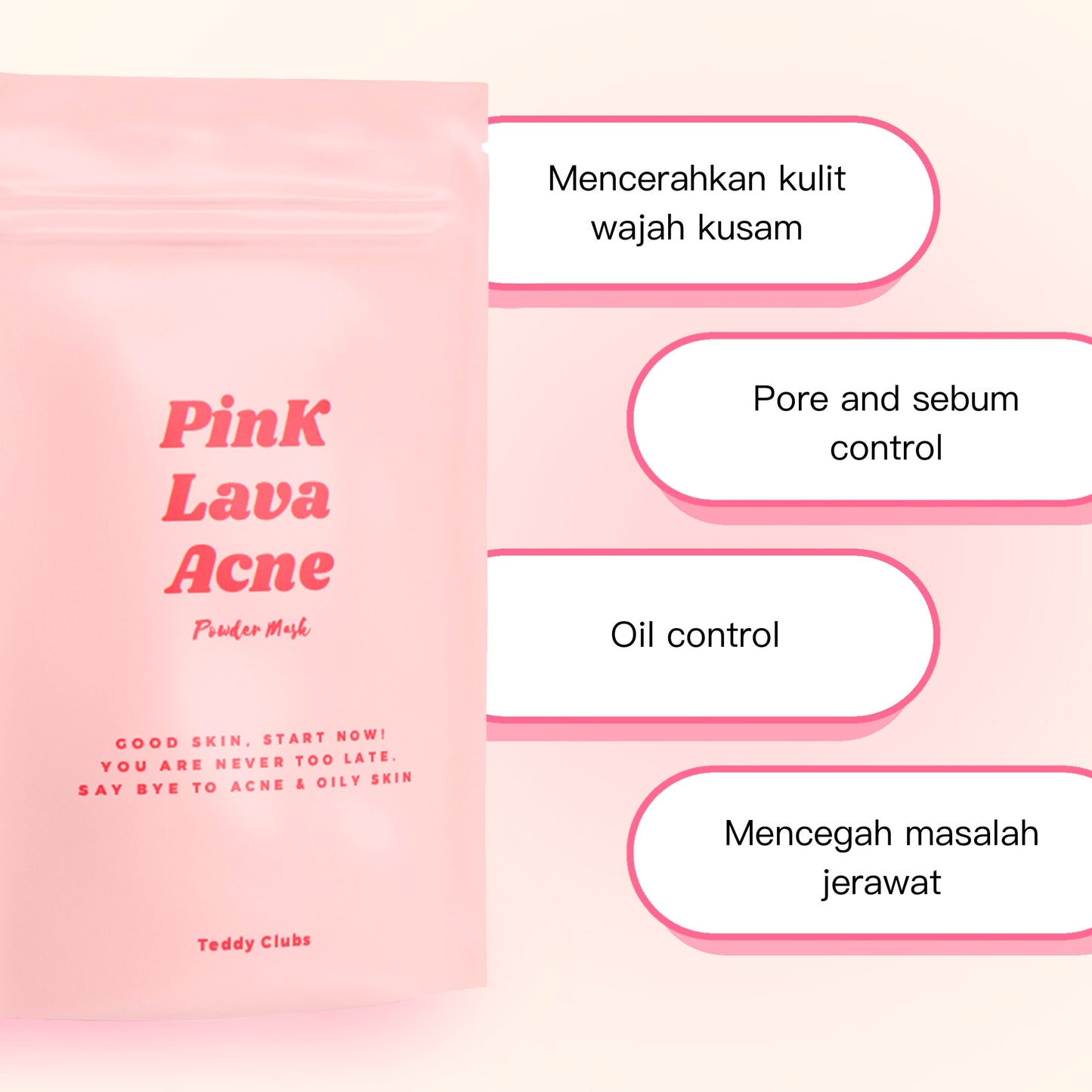 TEDDY CLUBS Mud Mask Pink Lava Acne 30gr