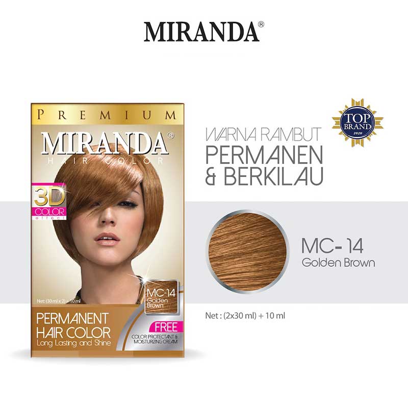 Miranda Hair Color (Cat Rambut Permanen) MC14 Golden Brown | 30ml