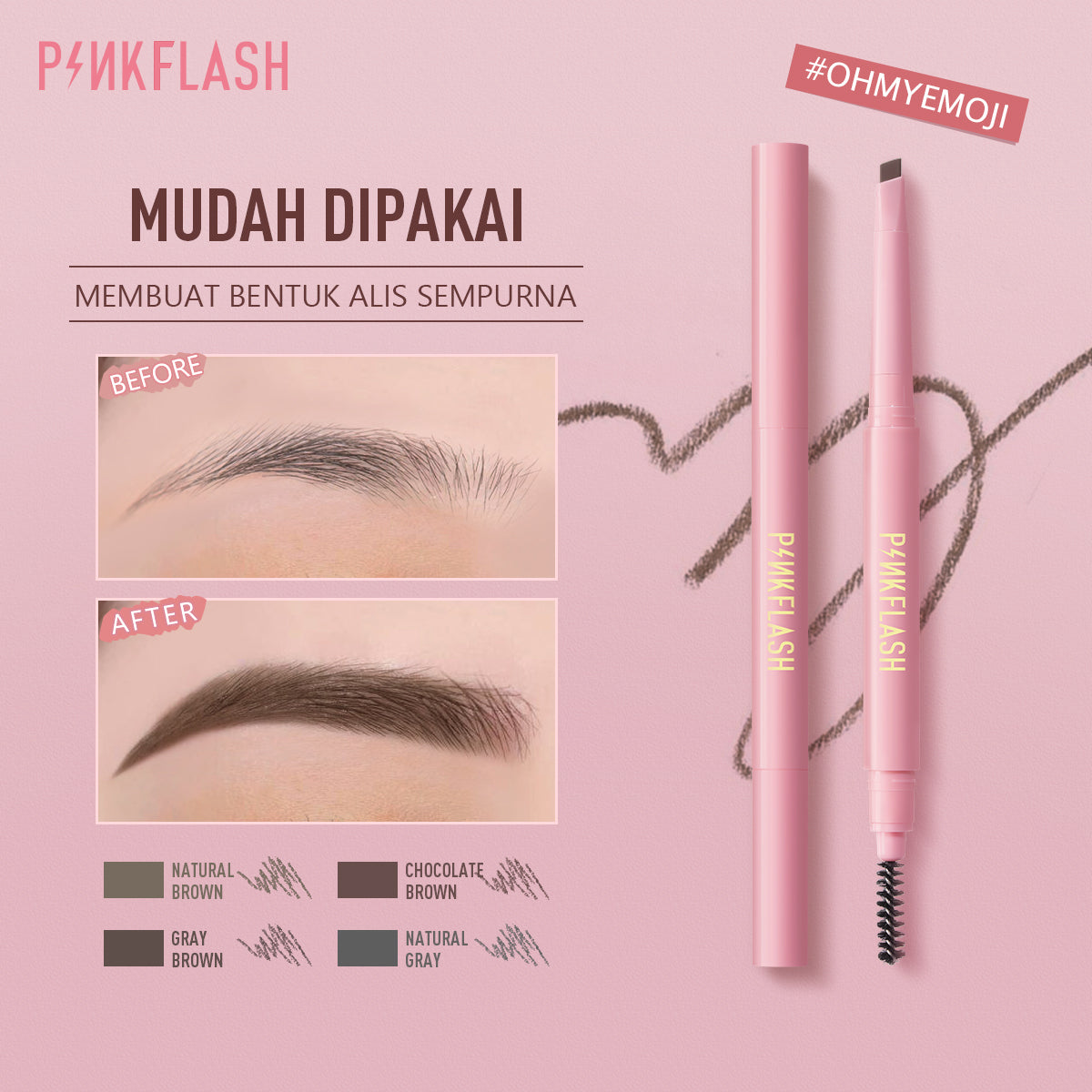 Pinkflash Waterproof Auto Eyebrow Pencil PF-E09 - #04 Natural Gray