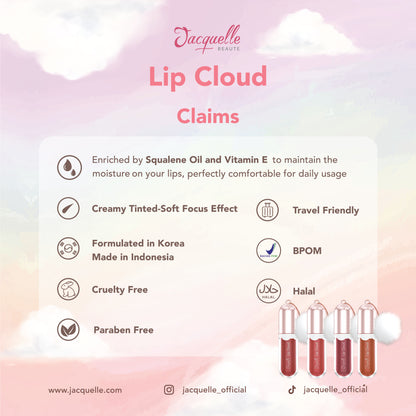 Jacquelle Lip Cloud (Hybrid Lip Cream & Lip Care) - Satin Finish Lip Eye Cheek - Moon