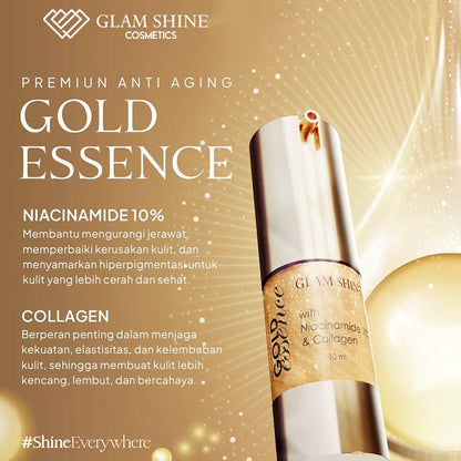 Glam Shine Premium Anti Aging Gold Essence With Niacinamide 10 % & Collagen 10ml