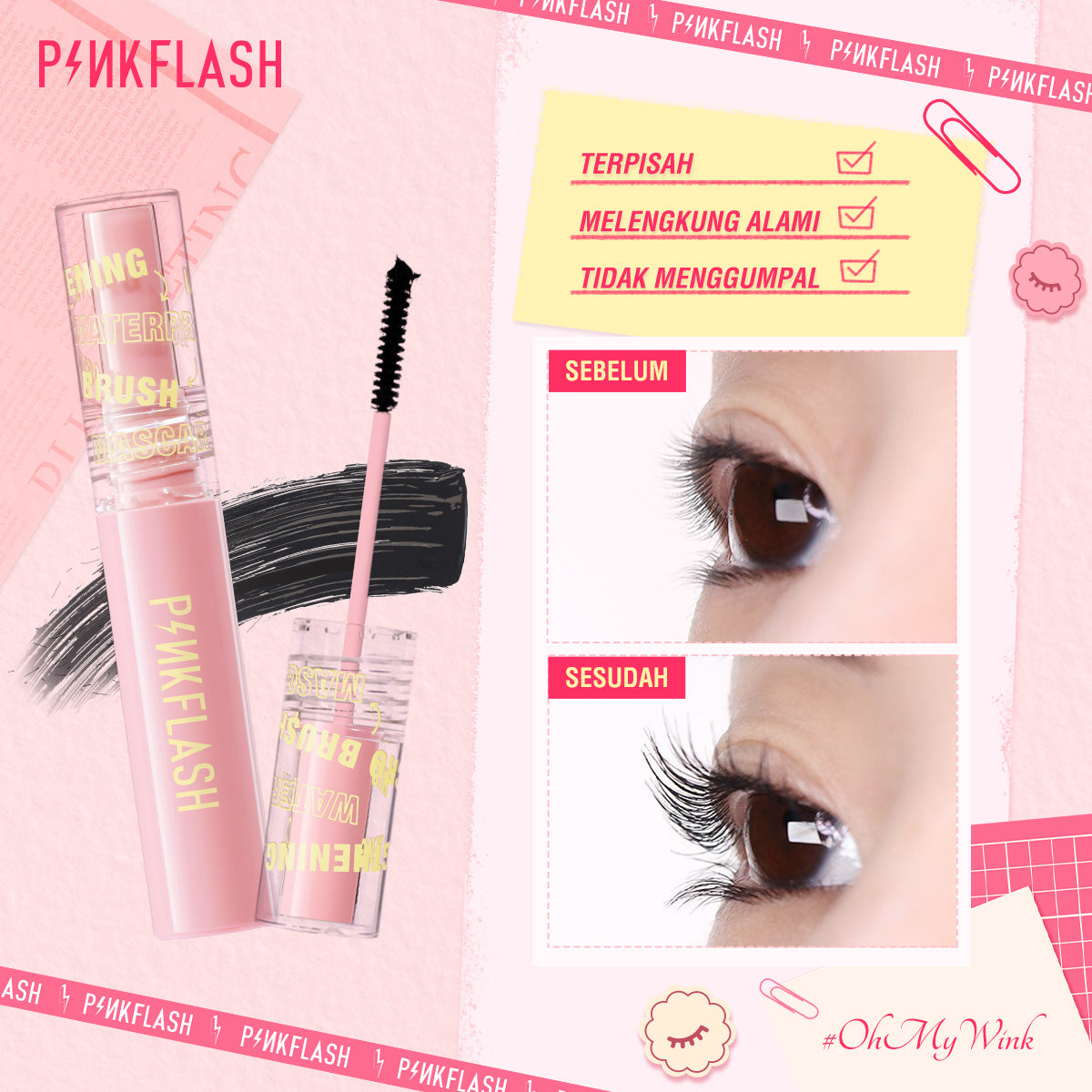 Pinkflash Lengthening Waterproof Micro Brush Mascara PF-E10