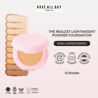 ROSE ALL DAY The Realest Lightweight Powder Foundation - Warm Honey | 8.2 gr