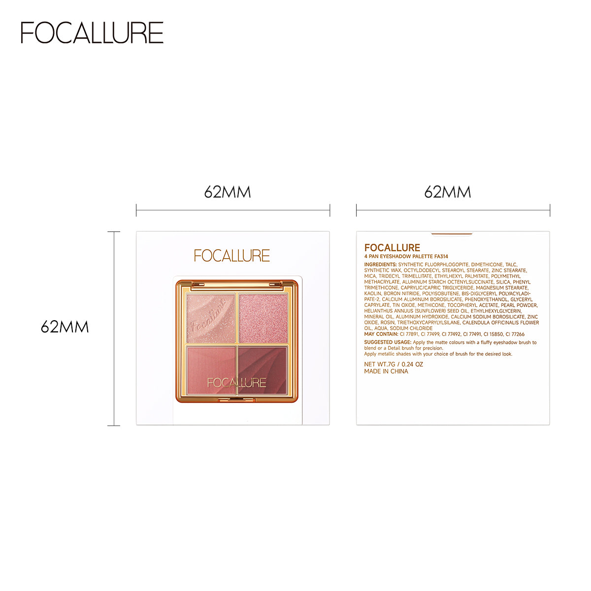 FOCALLURE 4 PAN EYESHADOW PALETTE FA314 PP01