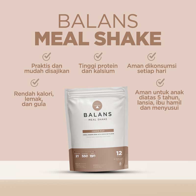 Balans Meal Shake Choco Oat - 12 Sachet | 210 g