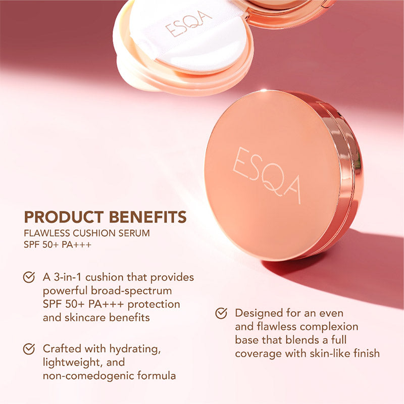 ESQA Flawless Cushion Serum SPF 50+ PA+++ Custard 15gr