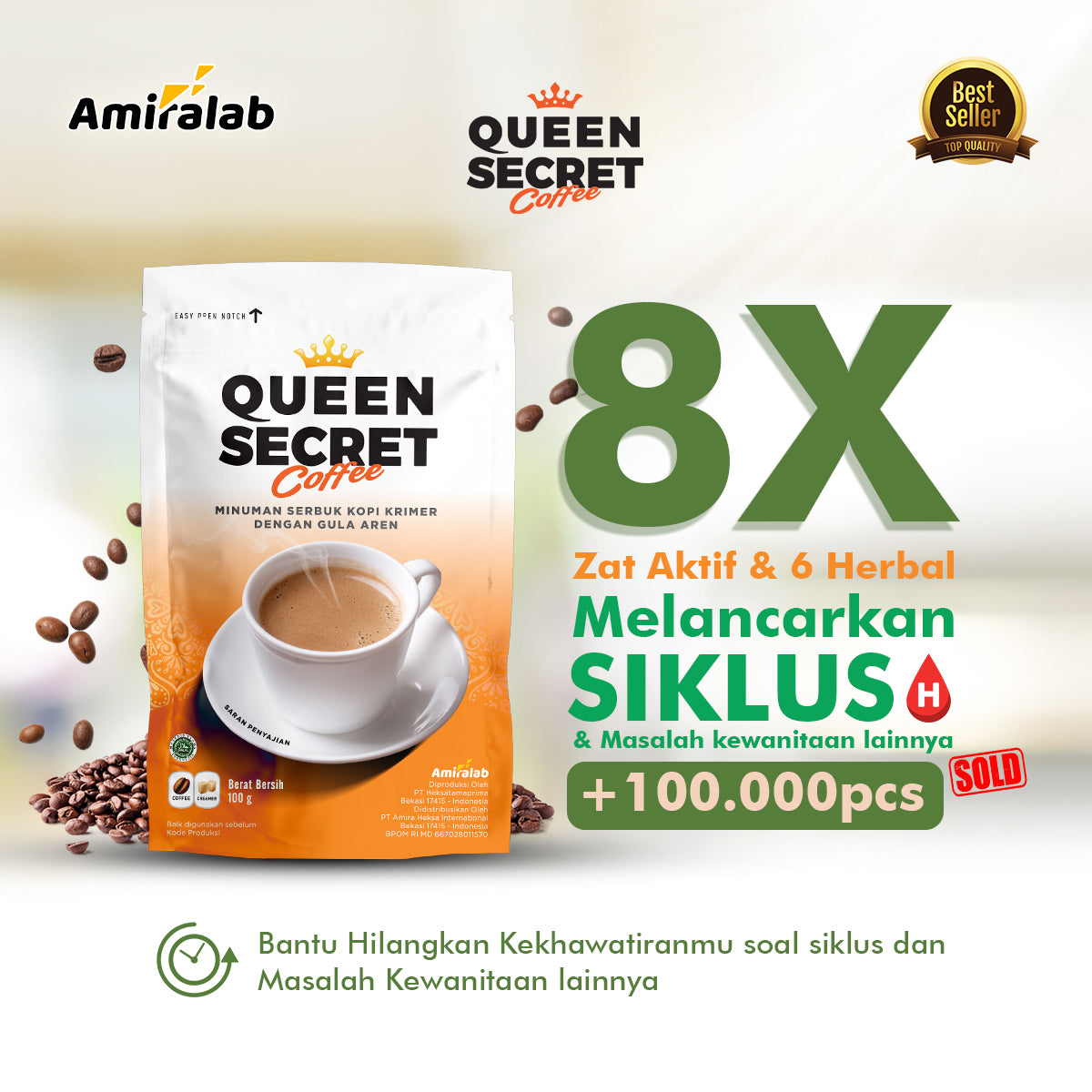 Queen Secret Coffee Minuman Kopi Lancar Haid Menstruasi | 100gr