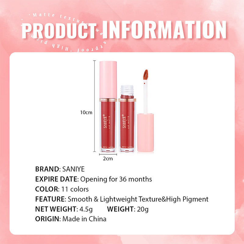 SANIYE Lip Matte Fashion Lady Non-stick Lip Gloss L1180 #07