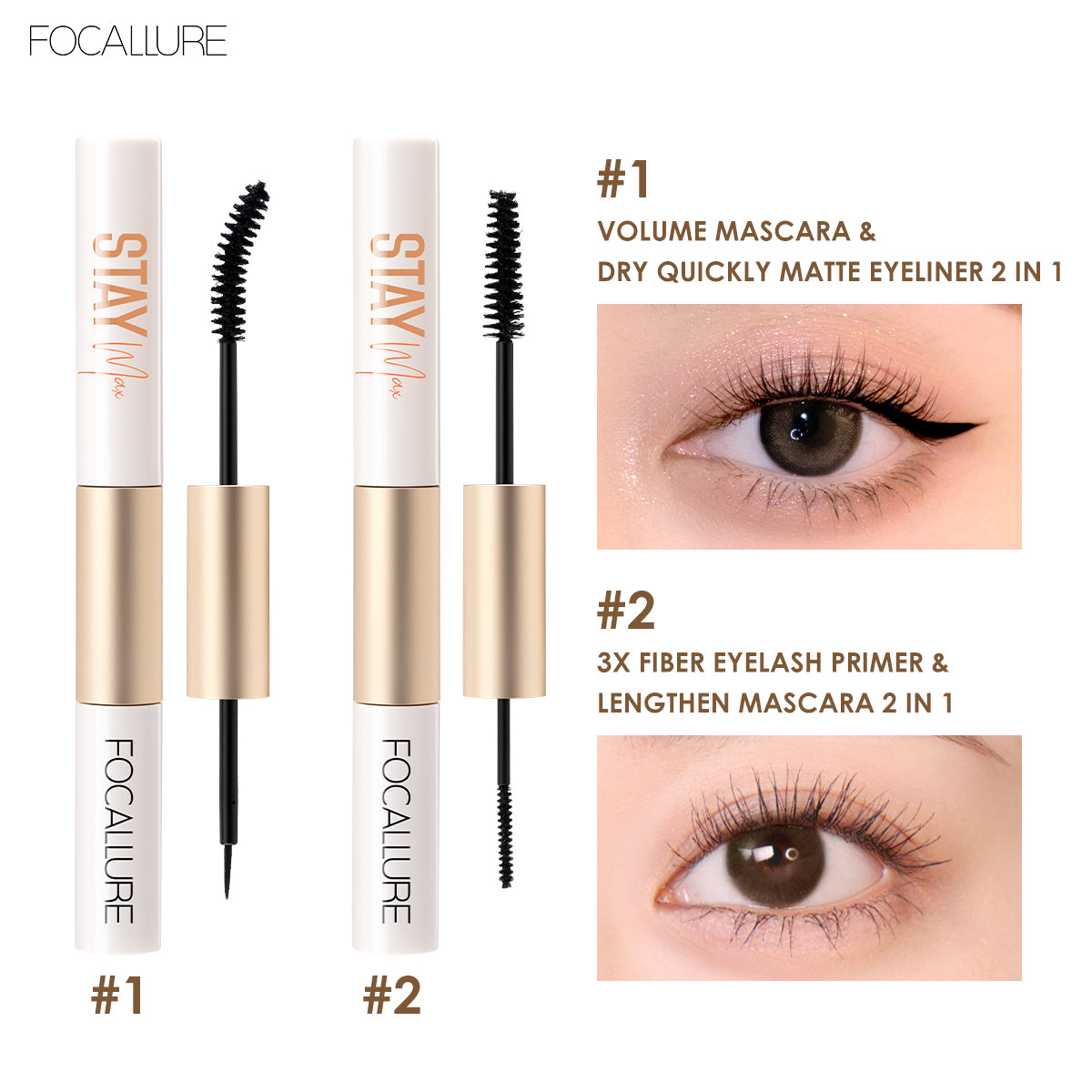 Focallure Waterproof Mascara & Eyeliner 2In1 FA160 #1