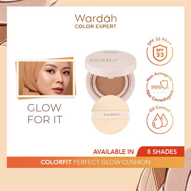 WARDAH Colorfit Perfect Glow Cushion - 22N Light Ivory | 15 gr