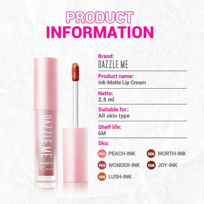 Dazzle Me Ink-Matte Lip Cream P01 Peach-Ink