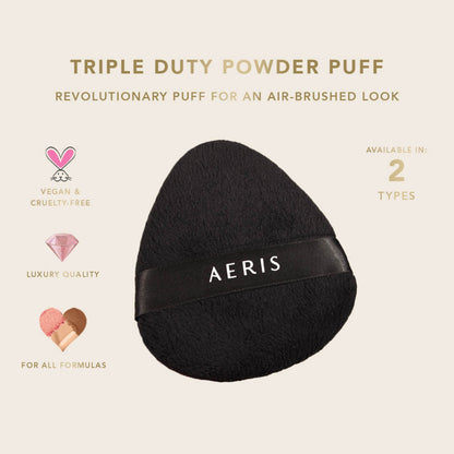 Aeris Beaute Triple Duty Powder Puff - L, Black