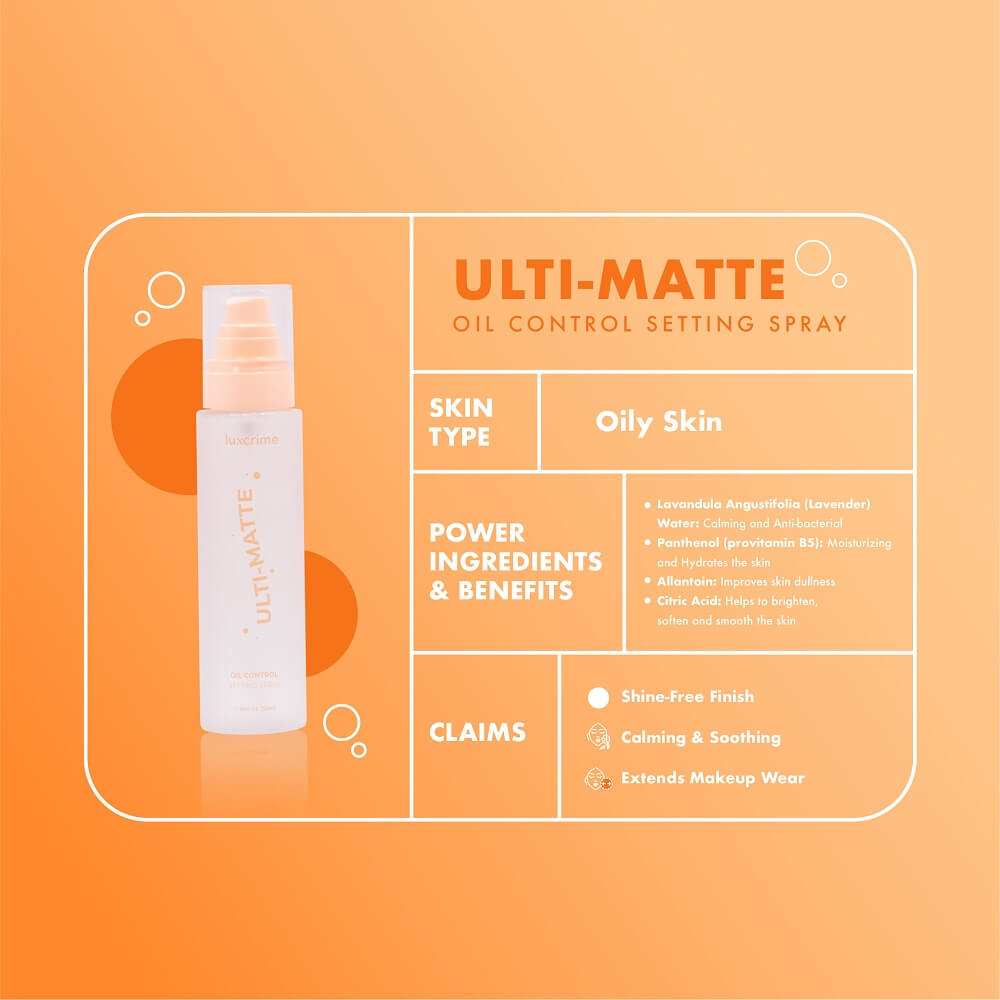 Luxcrime Ulti-Matte Oil Control Setting Spray | 150 ml