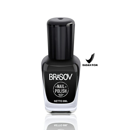 Brasov Nail Polish Single Colours : #01 (White), #37 (Red), #64 (Maroon), #65 (Clear), #104 (Black), #109 (Pink) | 12 Pcs / Box