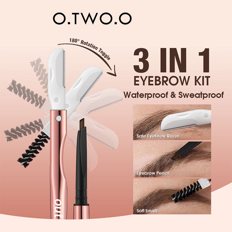 O.TWO.O Natural Soft Mist 3-in-1 Eyebrow Pencil 01 Grey