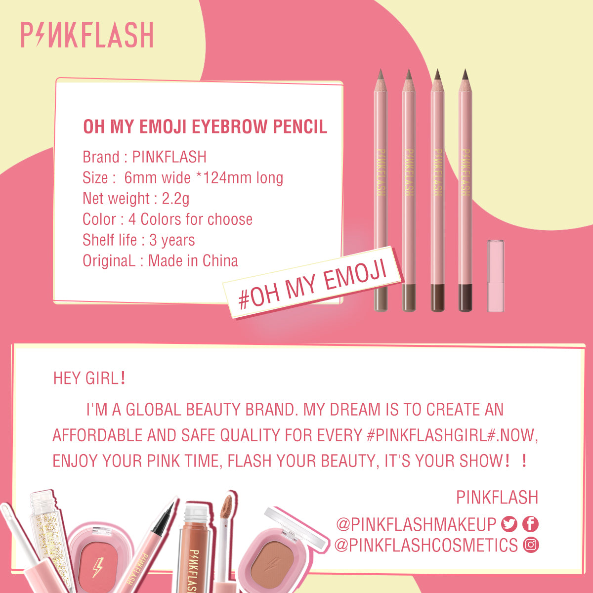 Pinkflash E02 Waterproof Easy Eyebrow Pencil - 02 Natural Brown