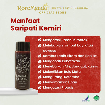 Roro Mendut Saripati Kemiri Penumbuh Penebal Rambut Bayi Dewasa Rontok Botak Jambang Brewok Kumis | 100 ml