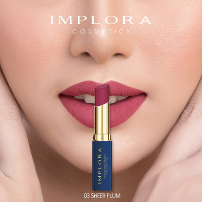 IMPLORA Lipstik Intense Matte Lipstick 03 - Sheer Plum | 3.5 gr