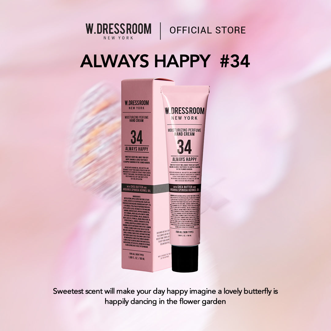 W DRESSROOM Hand Cream No. 34 Always Happy (50ml) - Perfumed Lotion - Korea BTS favorit