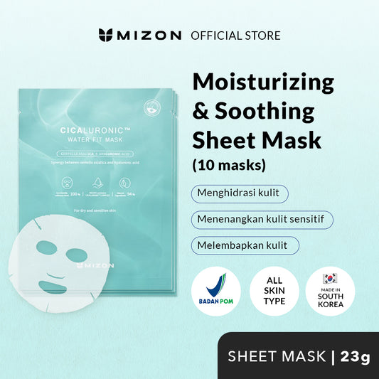 Mizon Cicaluronic Water Fit Mask 24G (Set Of 10)