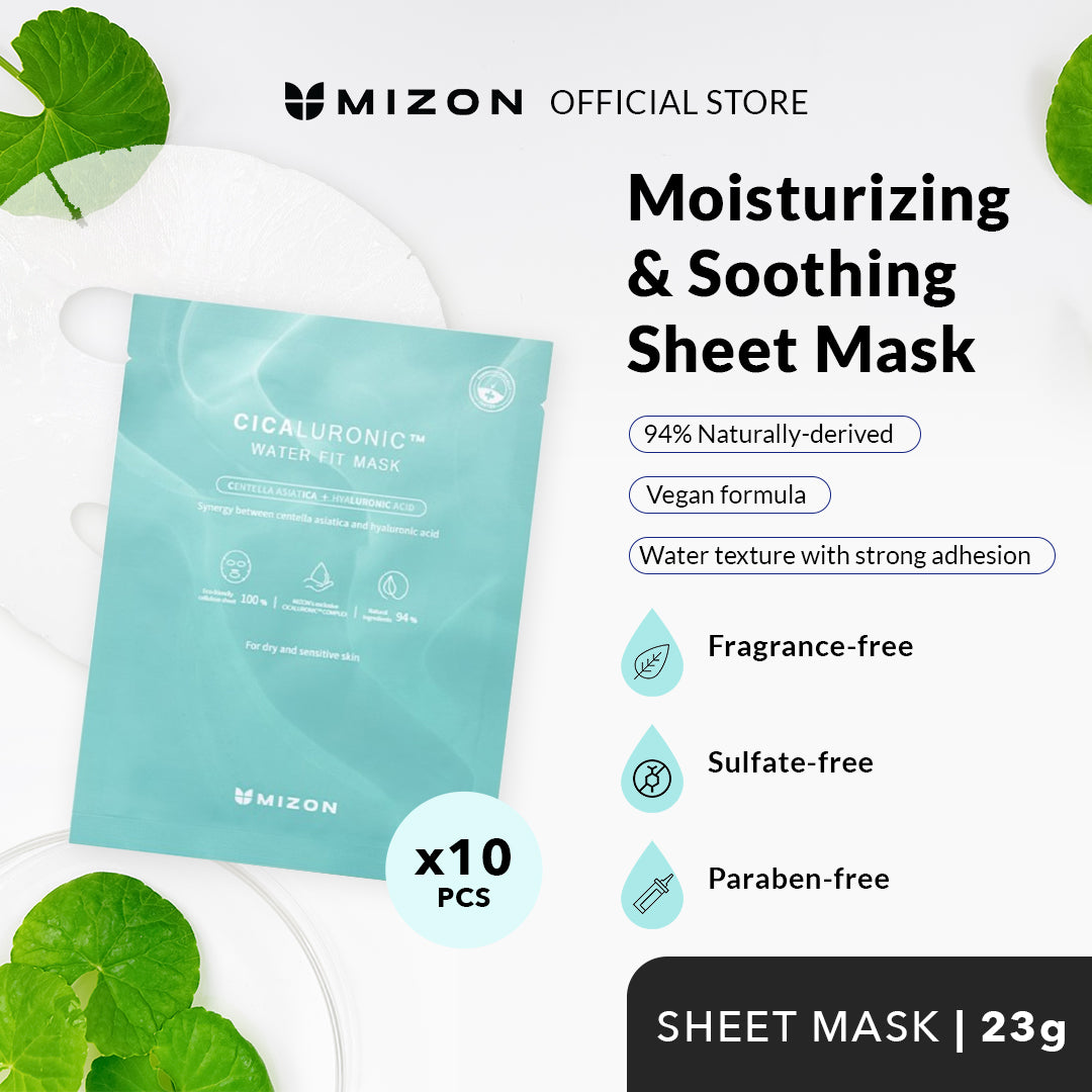 Mizon Cicaluronic Water Fit Mask 24G (Set Of 10)