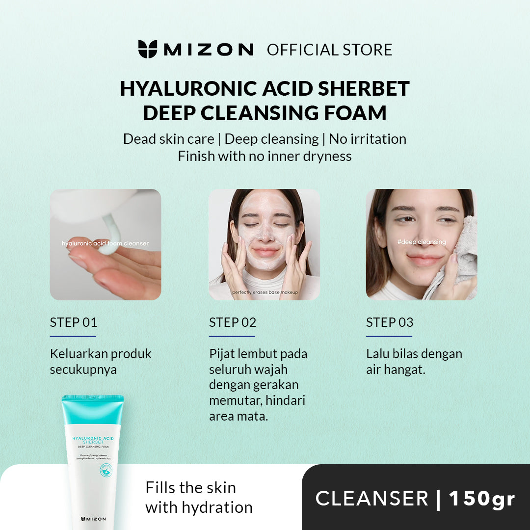 Busa Pembersih Dalam Serbet Asam Hyaluronic Mizon