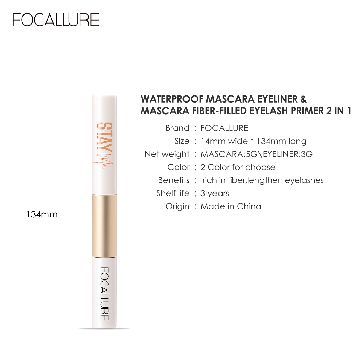 Focallure Waterproof Mascara & Eyeliner 2In1 FA160 #1