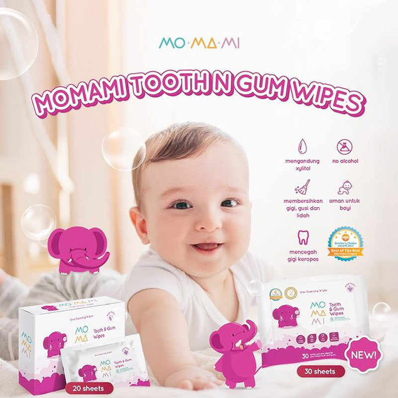 MoMaMi Baby Tooth & Gum - Tisu Basah Gigi & Gusi Bayi (20 Lembar)