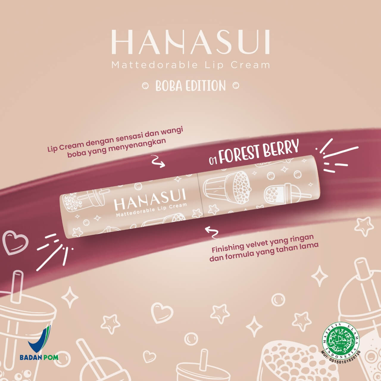 Hanasui Lip Cream - 01 Forest Berry