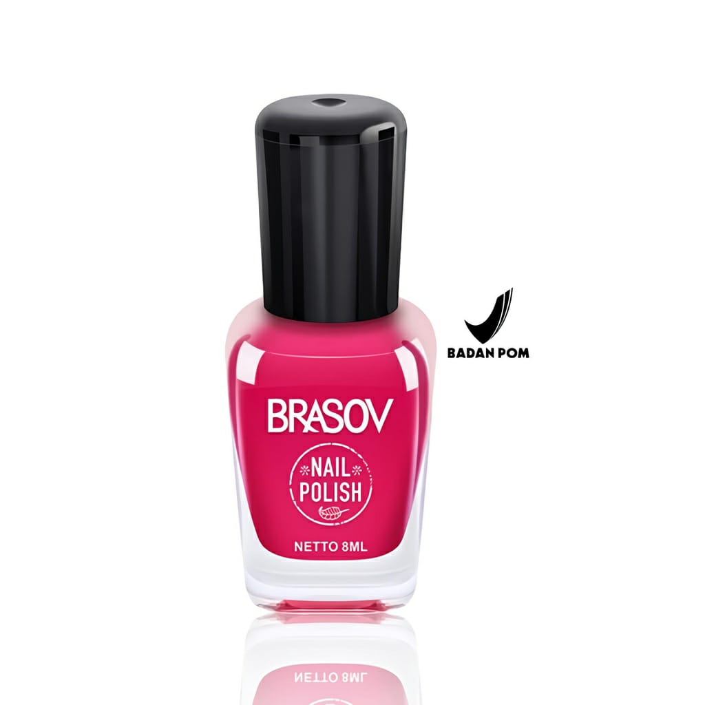 Brasov Nail Polish Single Colours : #01 (White), #37 (Red), #64 (Maroon), #65 (Clear), #104 (Black), #109 (Pink) | 12 Pcs / Box