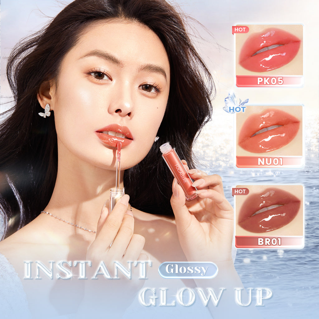 FOCALLURE WATERY GLOW LIPGLOSS OR01