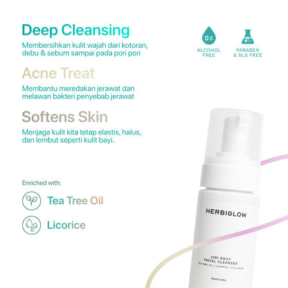 HERBIGLOW Deep Cleansing & Brightening Facial Wash | 100 Ml