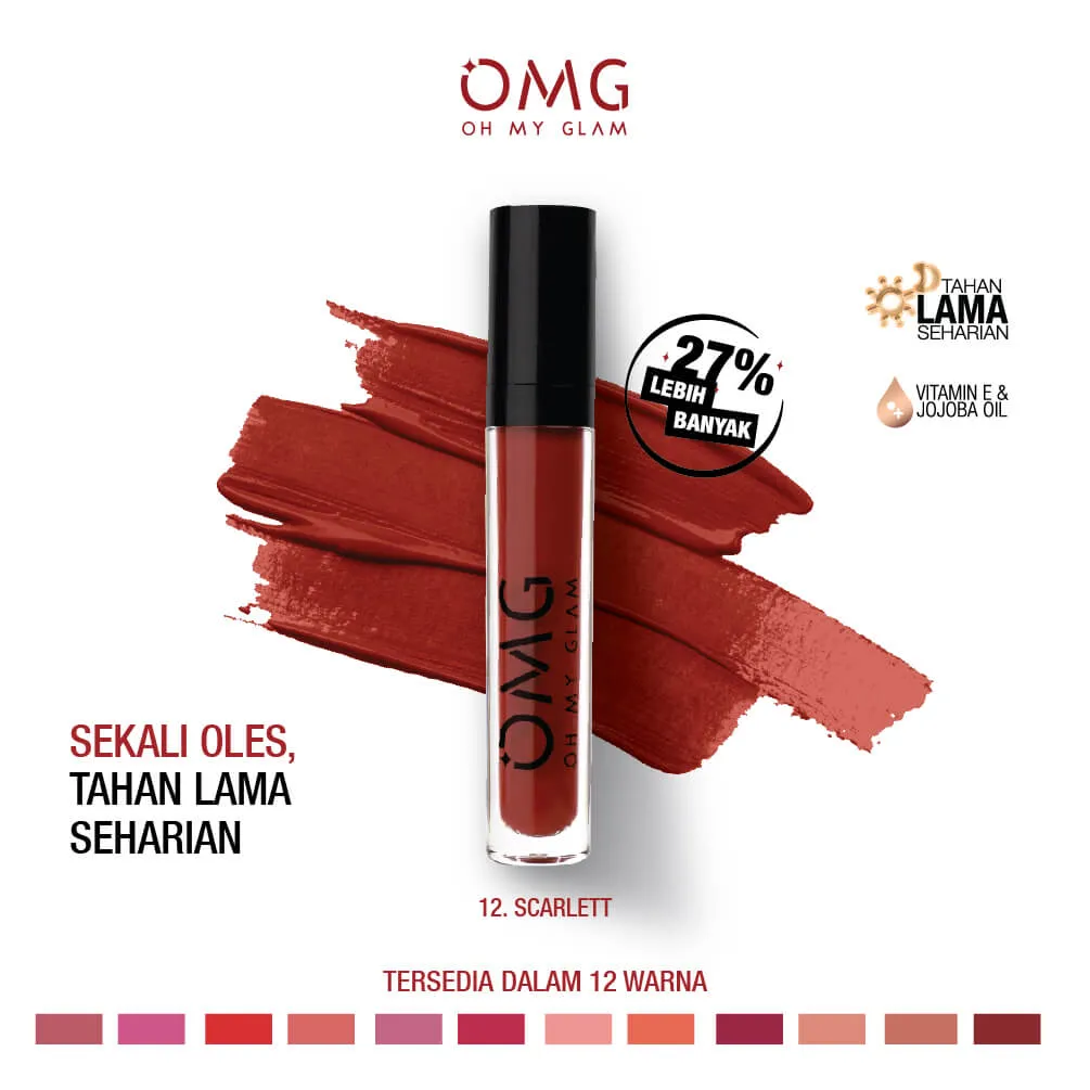 OMG Oh My Glam Matte Kiss Lip Cream - 12 Scarlet | 3.5 g