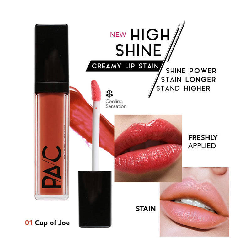 PAC High Shine Creamy Lip Stain - 01 Cup of Joe | 6.5ml