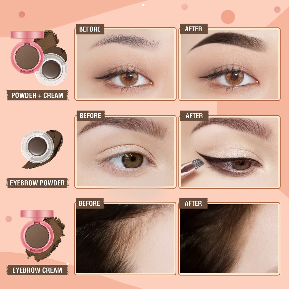 Pinkflash Duo Effect Eyebrow Kit PF-E22 #1 Dark Brown Grey