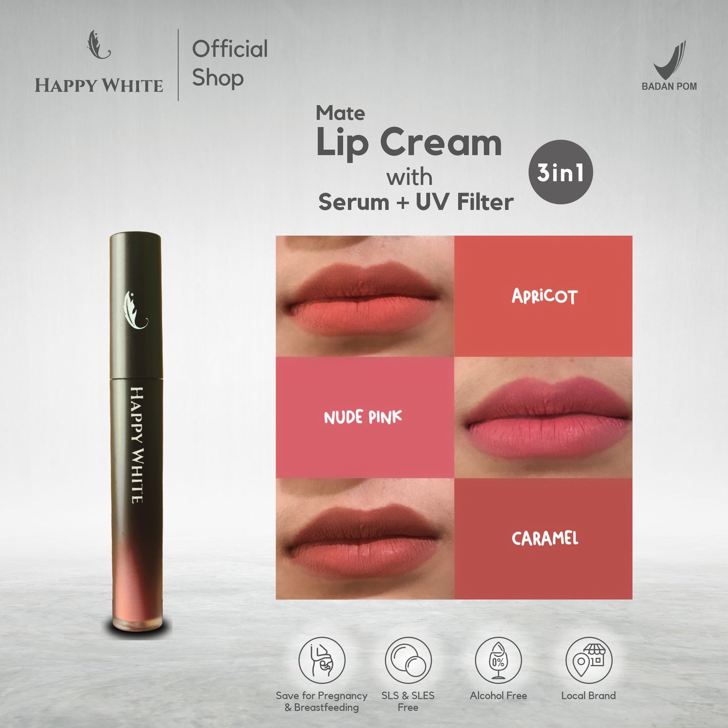 Happy White Matte Lipcream Serum + UV filter Apricot 4 g