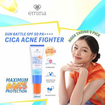 EMINA Sun Battle SPF 50 PA Cica Acne Fighter Sunscreen | 30 ml