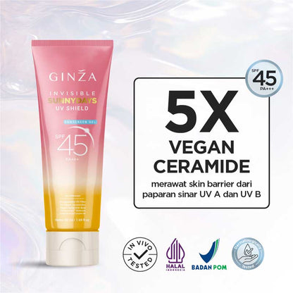 Ginza Invisible SunnyDays UV Shield Sunscreen Gel SPF 45 PA+++ | 30ml