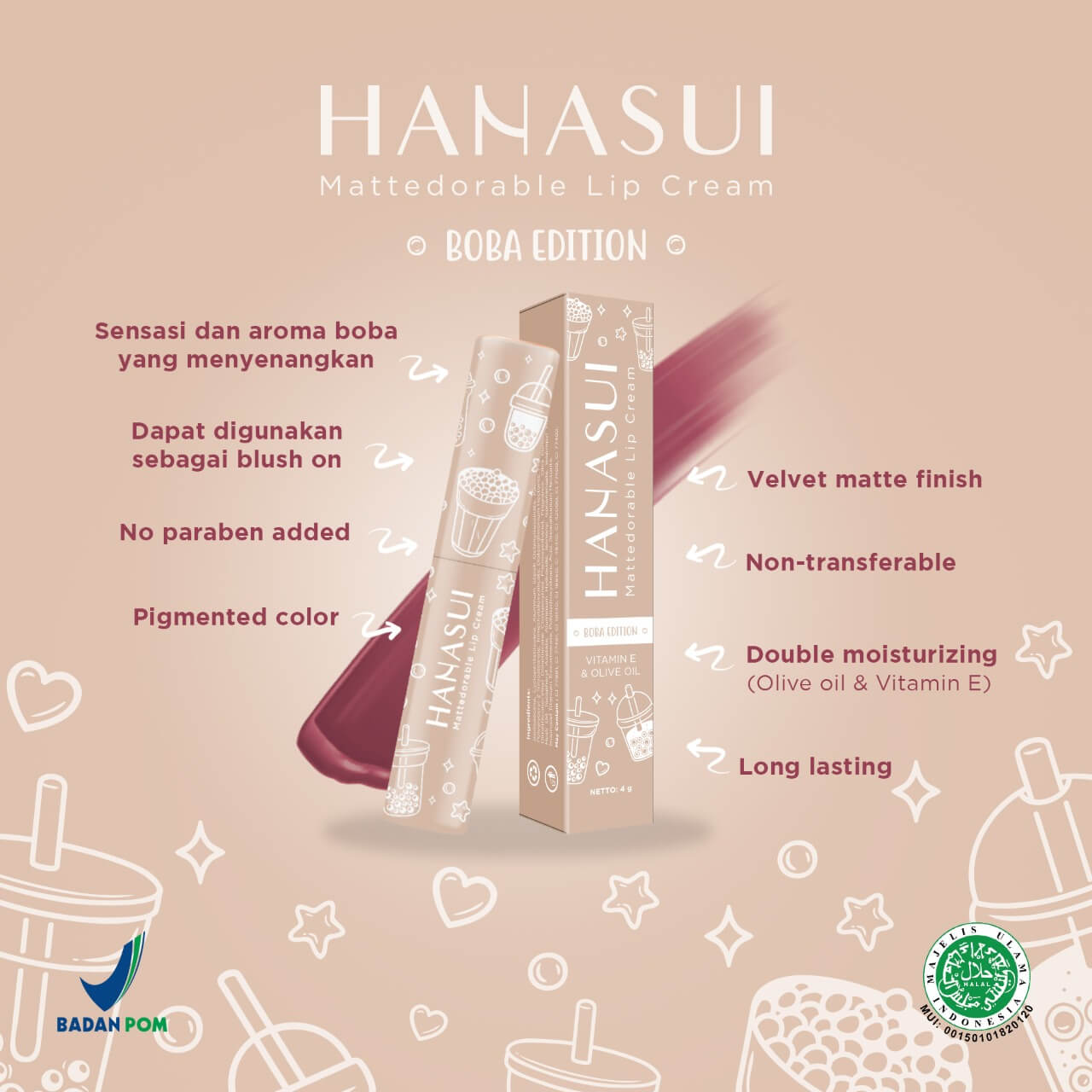 Hanasui Lip Cream - 01 Forest Berry