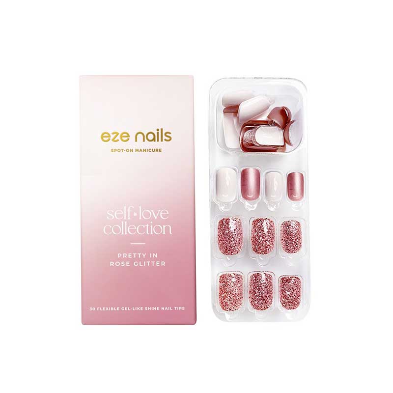 Eze Nails Pretty In Rose Glitter