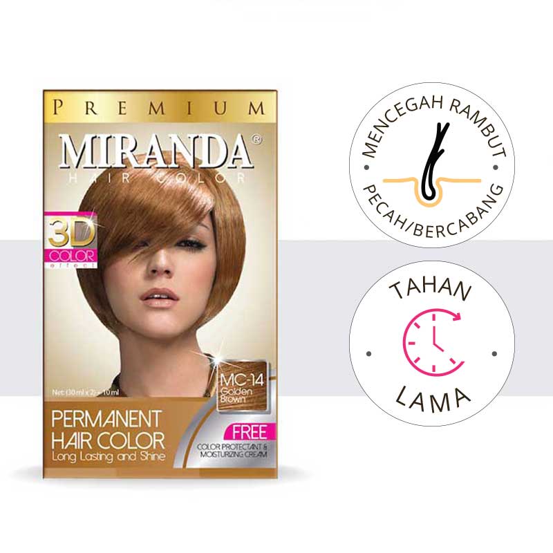 Miranda Hair Color (Cat Rambut Permanen) MC14 Golden Brown | 30ml